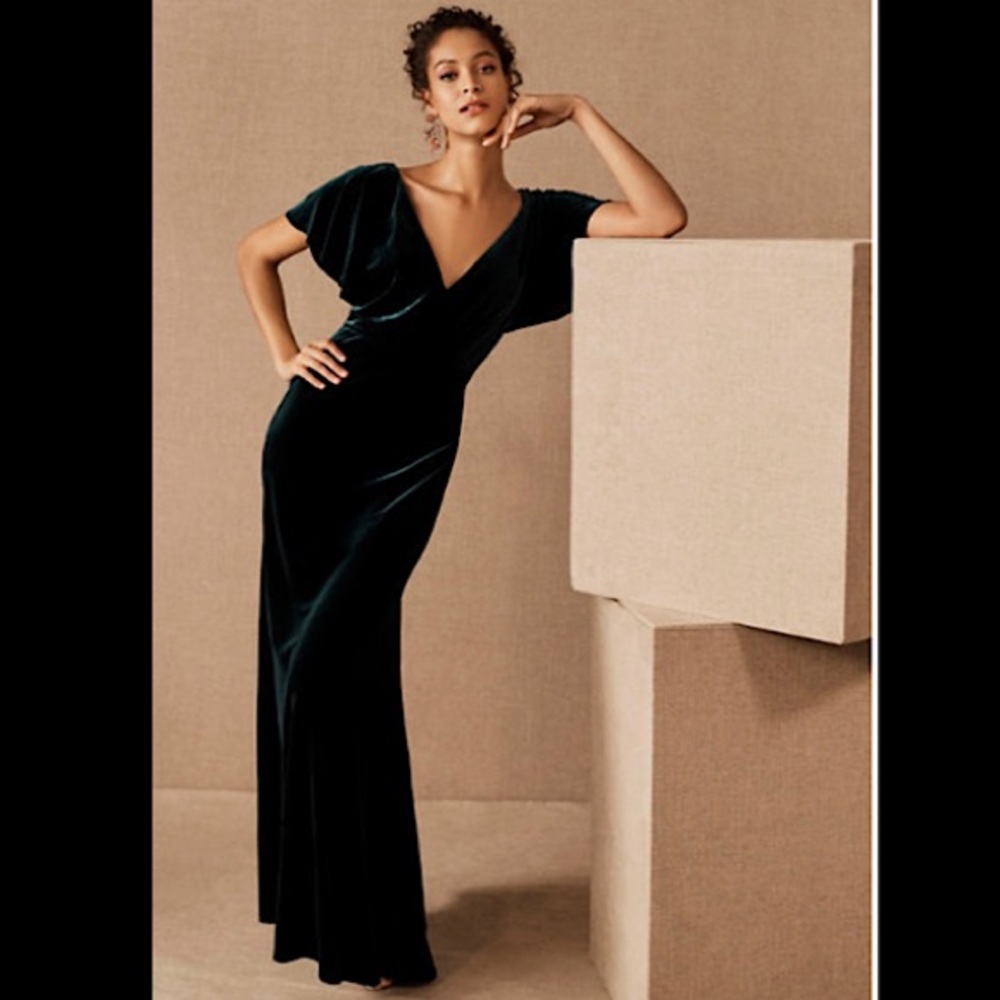 Jenny Yoo Ellis Velvet Open Back Dress, SZ 6